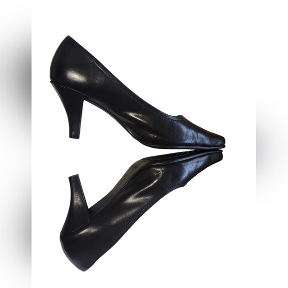 AEROSOLES Envy Black Genuine Leather Heels Comfort Pro, Office Classic Sz 7 - Picture 4 of 8